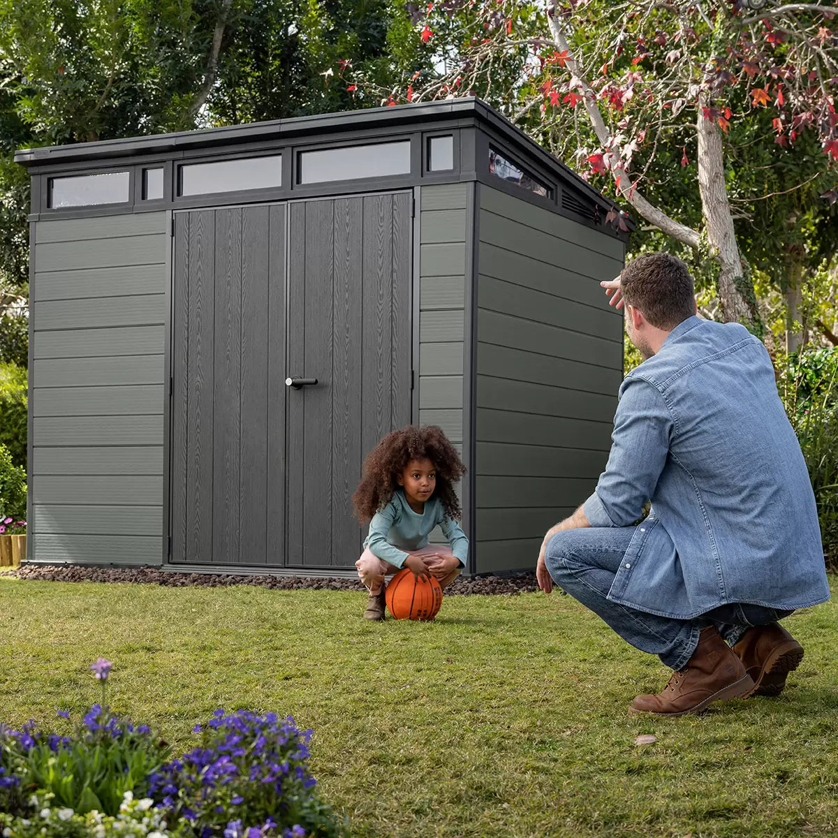 Keter 9x 7 Cortina Heavy Duty Plastic Pent Shed – Dark Green
