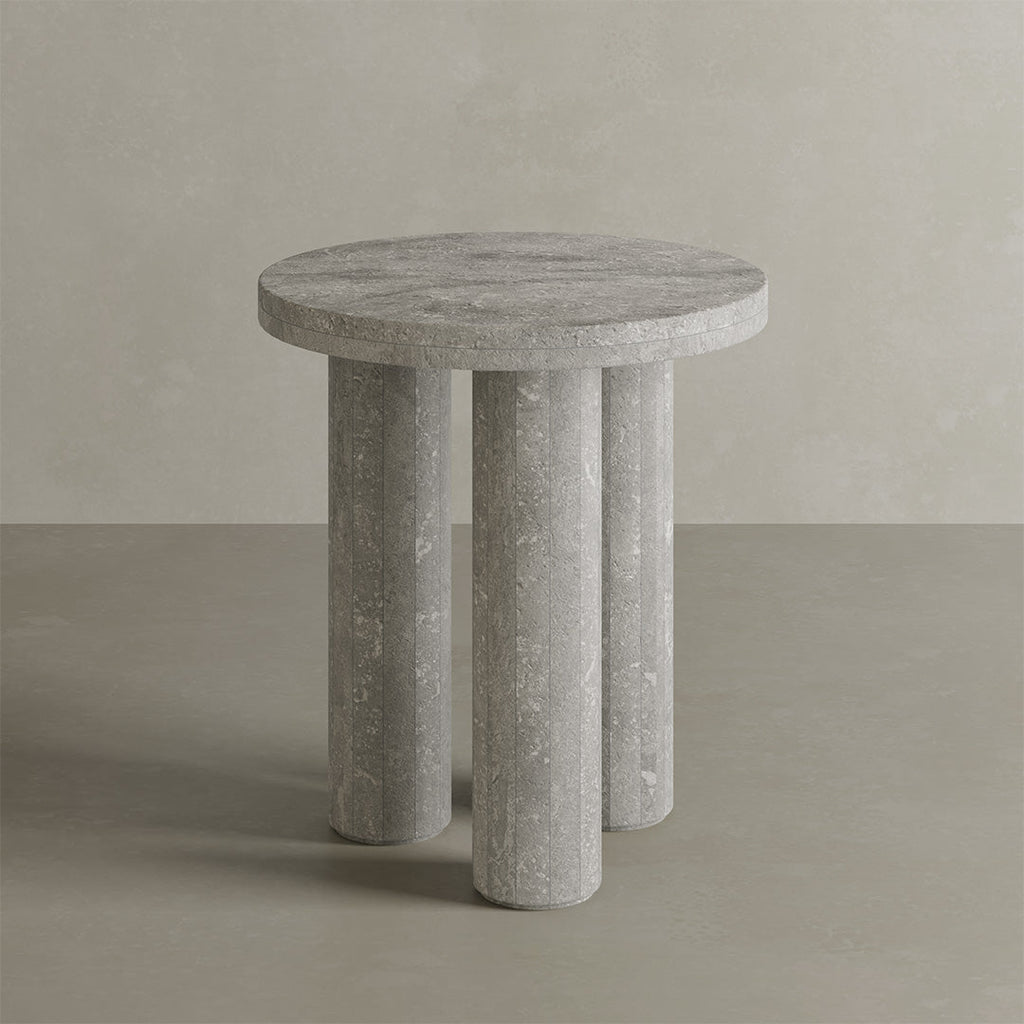 Casoli Travertine Side Table, Grey
