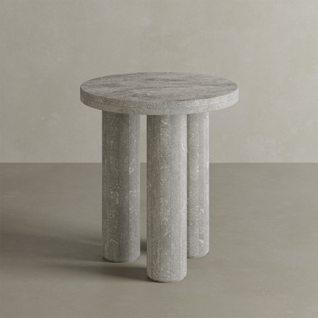 Casoli Travertine Side Table, Grey