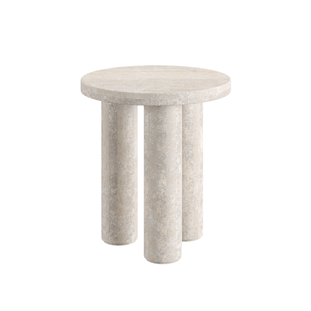 Casoli Travertine Side Table, White