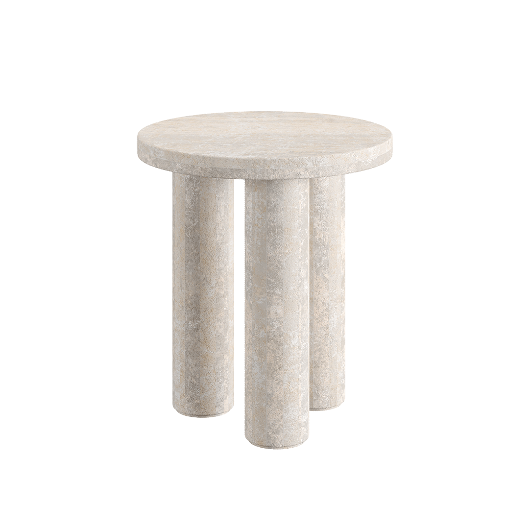 Casoli Travertine Side Table, White