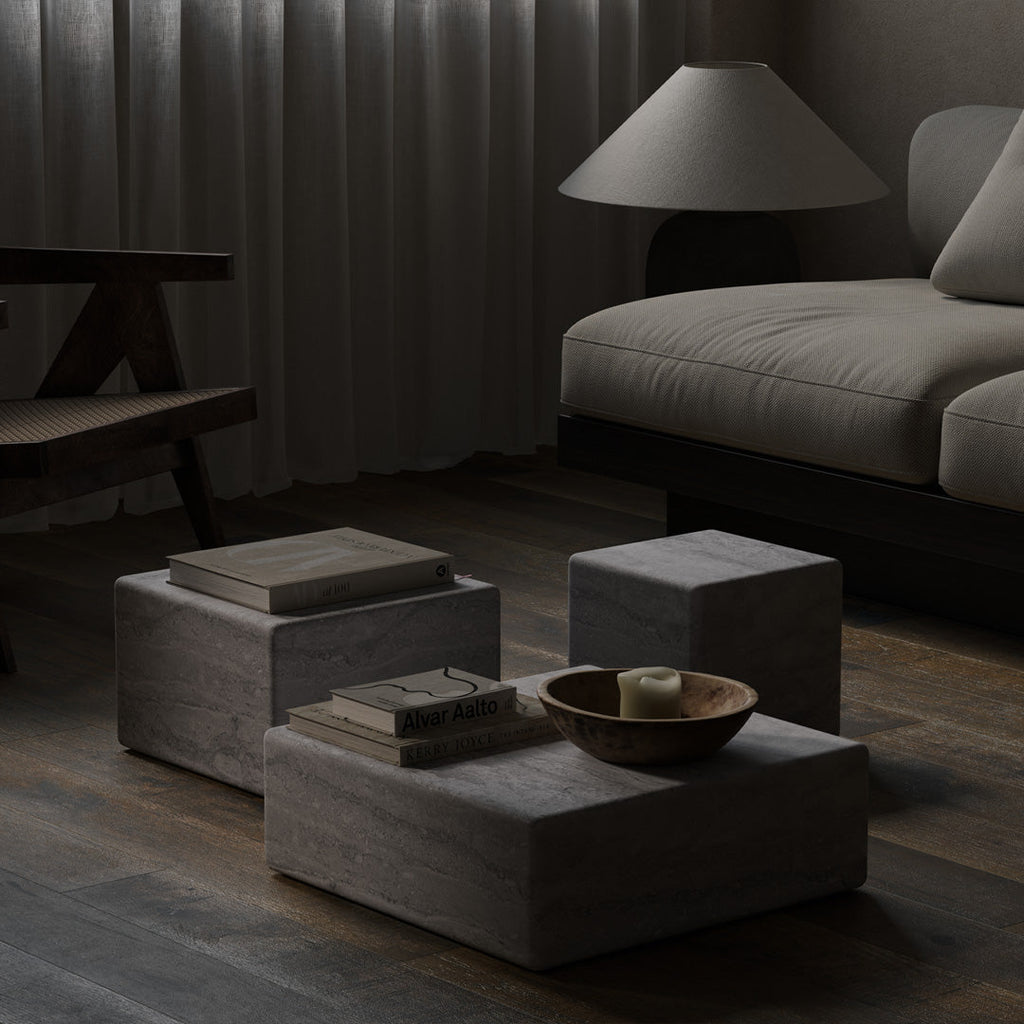 Cerazo Travertine Coffee Table, Grey