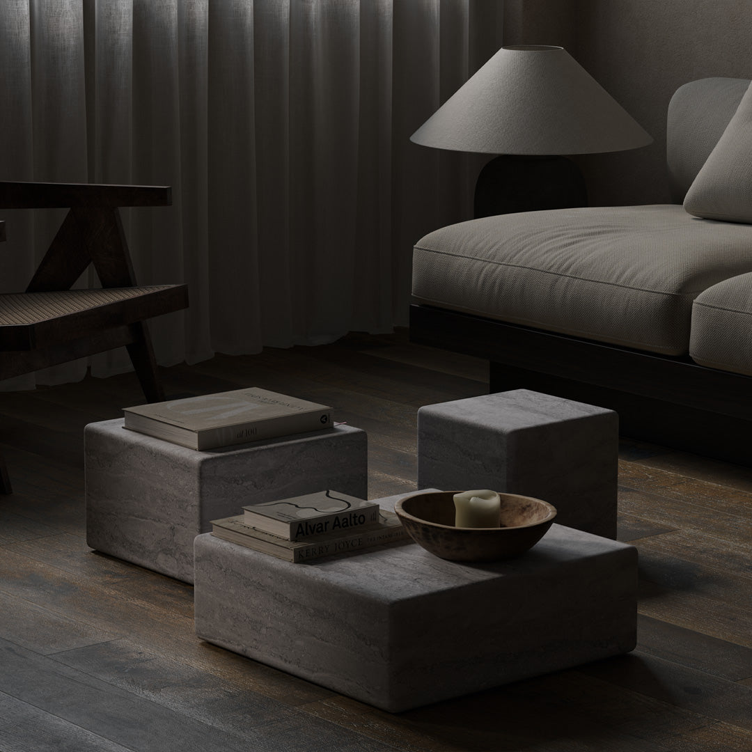 Cerazo Travertine Coffee Table, Grey