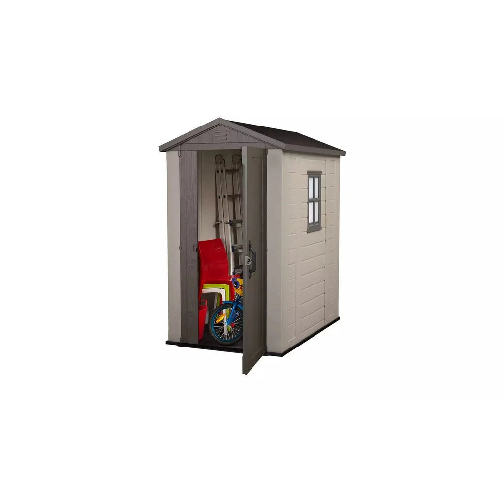 Keter 4×6 Factor Heavy Duty Plastic Garden Shed – Beige