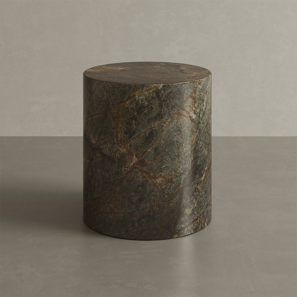 Porto Marble Side Table, Forest Green