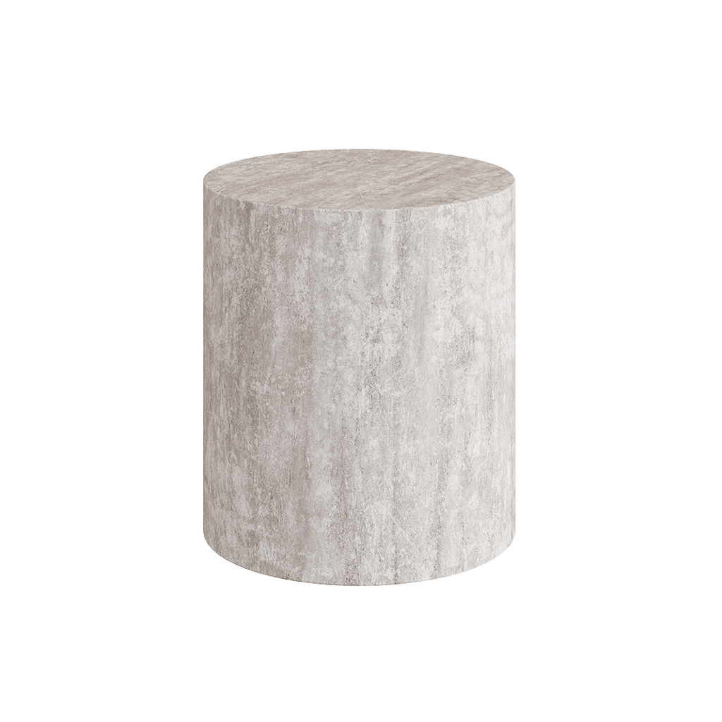 Porto Travertine Side Table, White