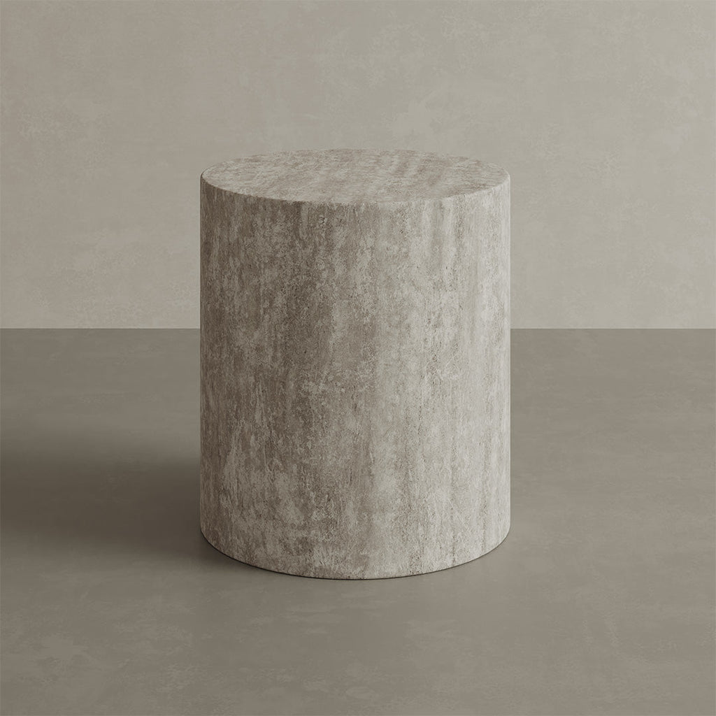 Porto Travertine Side Table, White