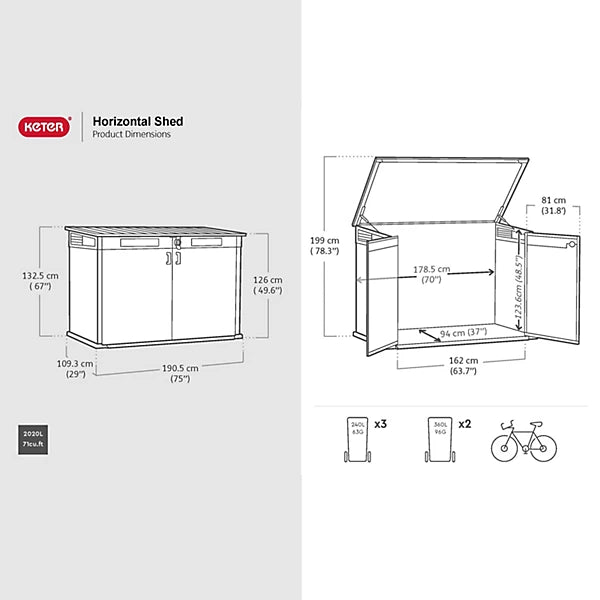 Keter Signature Decocoat Walnut 2020L Pent Garden storage 6×3 ft (H)1325mm (W)1905mm