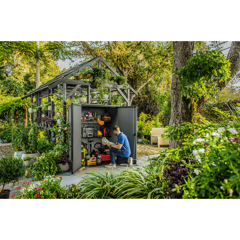 Keter 4×2 Cortina Alto Heavy Duty Vertical Plastic Garden Shed with Shelves